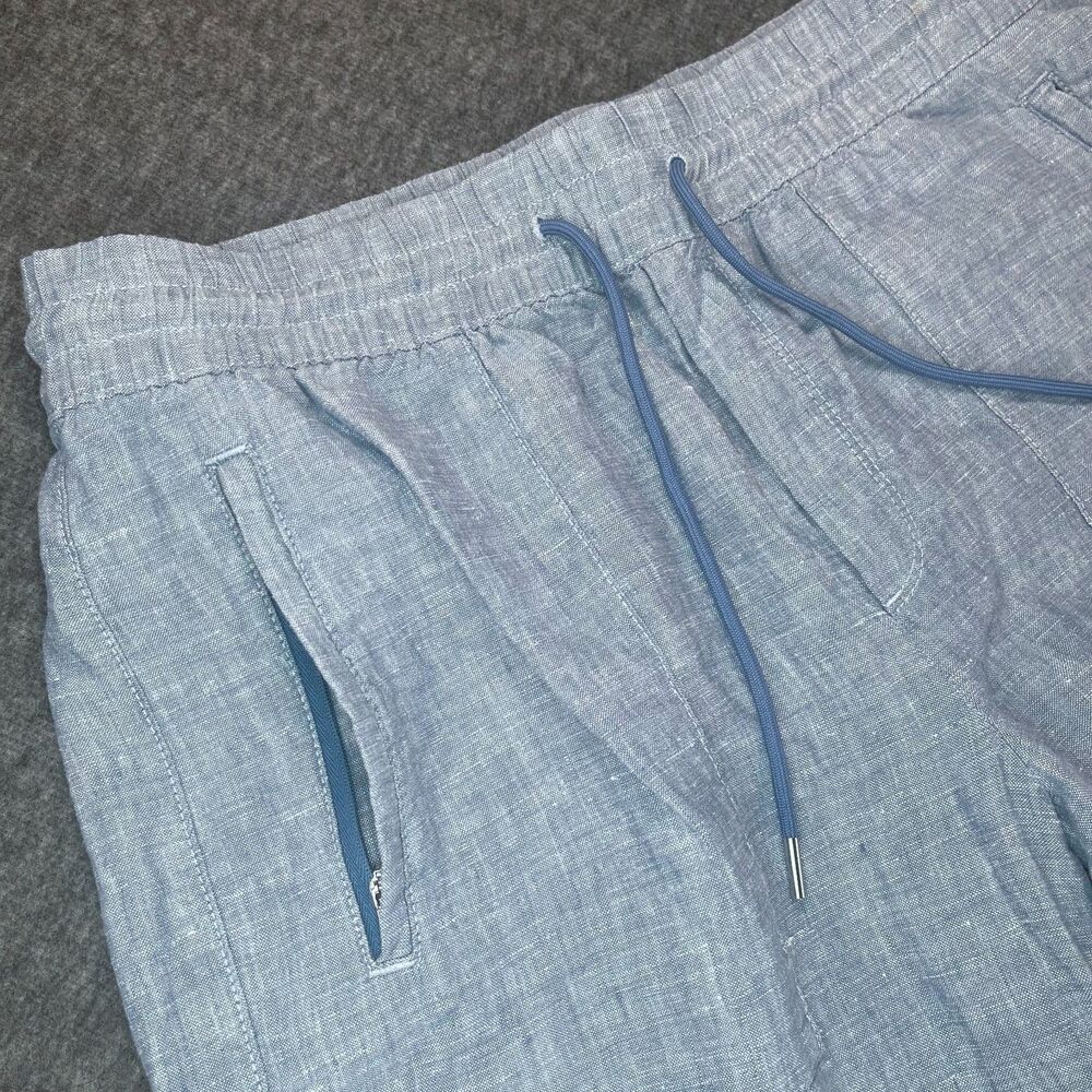 Athleta Cabo Linen Jogger Pants 10 Blue Drawstring Beach Coastal Resort Vacay - Picture 5 of 15
